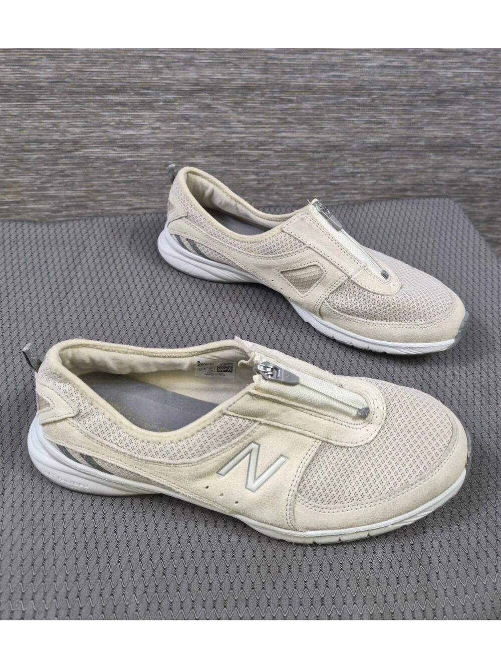 New Balance Women 10B Med Everlight WW565TN Walking Shoes Zip Mesh Beige Leather